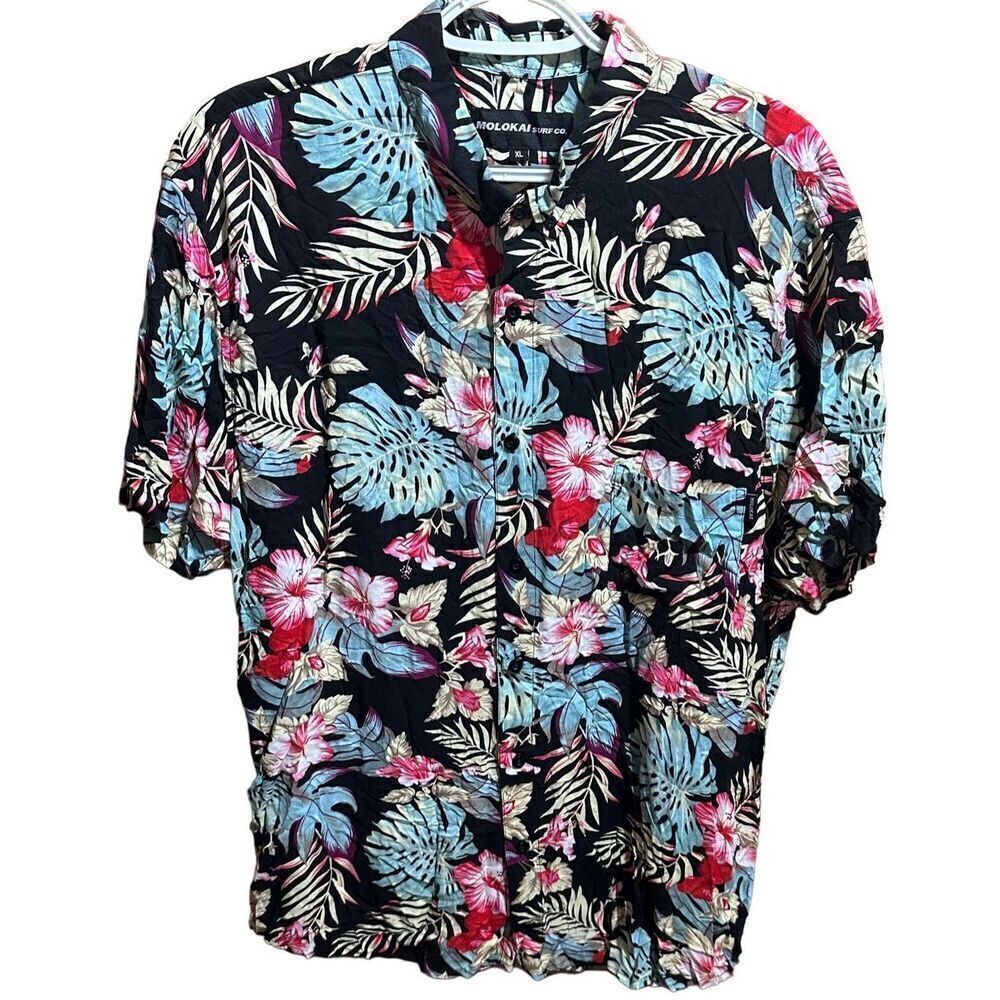 Men's Molokai Surf Co Short Sleeve Button Down Hawaiian Shirt Size Extra Large